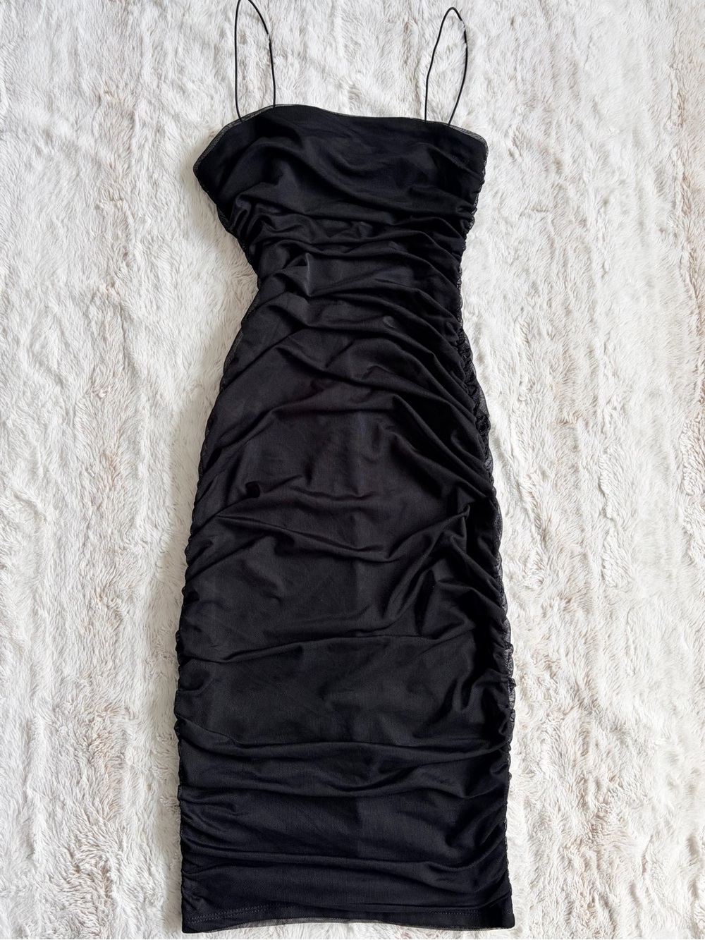 🖤 Vintage Y2K B.Darlin Mesh Ruched Midi Dress Bodycon Goth Baddie Going Out Euro